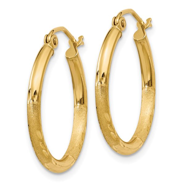 Leslie's 14k Satin and D/C 2mm Round Tube Hoop Earrings - Image 2