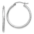 Leslie's 14k White Gold Satin and D/C 2mm Round Hoop Earrings