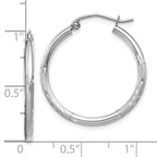 Leslie's 14k White Gold Satin and D/C 2mm Round Hoop Earrings - Image 4