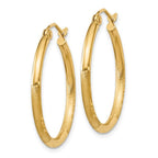 Leslie's 14k Satin and D/C 2mm Round Tube Hoop Earrings - Image 2