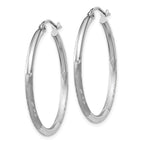 Leslie's 14k White Gold Satin and D/C 2mm Round Hoop Earrings - Image 2