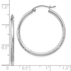 Leslie's 14k White Gold Satin and D/C 2mm Round Hoop Earrings - Image 4
