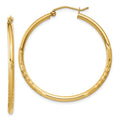 Leslie's 14k Satin and D/C 2mm Round Tube Hoop Earrings