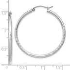 Leslie's 14k White Gold Satin and D/C 2mm Round Hoop Earrings - Image 4