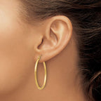 Leslie's 14k Satin and D/C 2mm Round Tube Hoop Earrings - Image 3