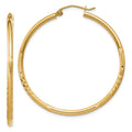 Leslie's 14k Satin and D/C 2mm Round Tube Hoop Earrings
