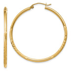 Leslie's 14k Satin and D/C 2mm Round Tube Hoop Earrings