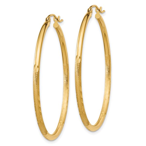 Leslie's 14k Satin and D/C 2mm Round Tube Hoop Earrings - Image 2