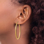 Leslie's 14k Satin and D/C 2mm Round Tube Hoop Earrings - Image 3