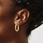 Leslie's 14k Satin and D/C 3mm Round Hoop Earrings - Image 3
