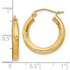 Leslie's 14k Satin and D/C 3mm Round Hoop Earrings - Image 4