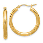 Leslie's 14k Satin and D/C 3mm Round Hoop Earrings