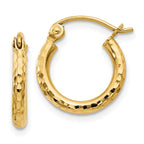 Leslie's 14k Diamond-cut 2mm Round Tube Hoop Earrings
