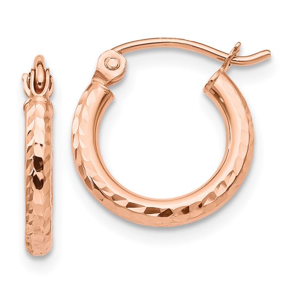 Leslie's 14k Rose Gold Lightweight Diamond-cut Hoop Earrings