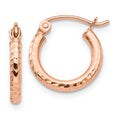 Leslie's 14k Rose Gold Lightweight Diamond-cut Hoop Earrings