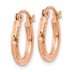Leslie's 14k Rose Gold Lightweight Diamond-cut Hoop Earrings - Image 2