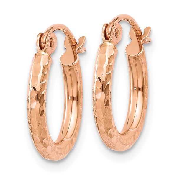Leslie's 14k Rose Gold Lightweight Diamond-cut Hoop Earrings - Image 2