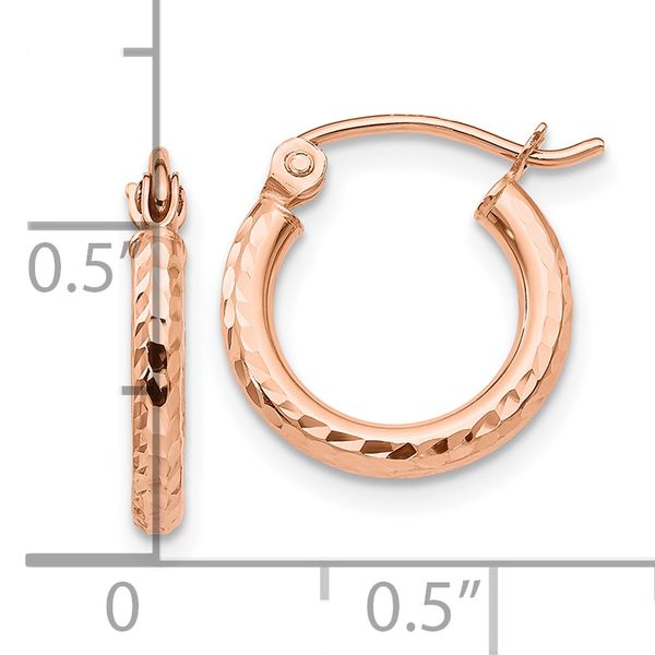 Leslie's 14k Rose Gold Lightweight Diamond-cut Hoop Earrings - Image 4