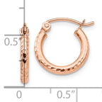 Leslie's 14k Rose Gold Lightweight Diamond-cut Hoop Earrings - Image 4