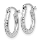 Leslie's 14k White Gold Diamond-cut 2mm Round Tube Hoop Earrings - Image 2