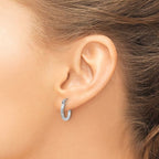 Leslie's 14k White Gold Diamond-cut 2mm Round Tube Hoop Earrings - Image 3