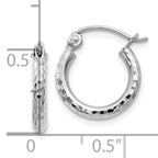 Leslie's 14k White Gold Diamond-cut 2mm Round Tube Hoop Earrings - Image 4