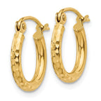 Leslie's 14k Diamond-cut 2mm Round Tube Hoop Earrings - Image 2