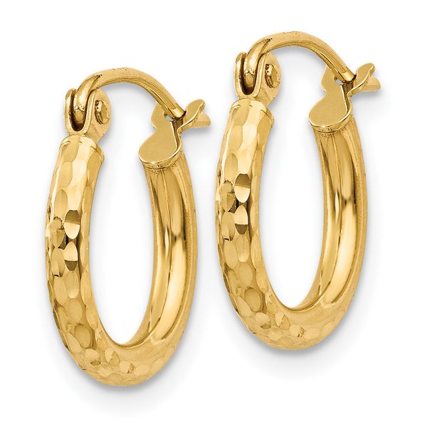 Leslie's 14k Diamond-cut 2mm Round Tube Hoop Earrings - Image 2