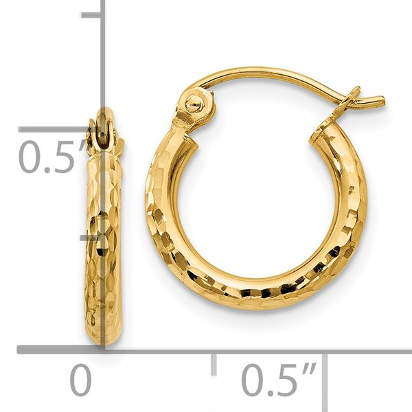 Leslie's 14k Diamond-cut 2mm Round Tube Hoop Earrings - Image 4