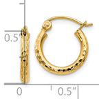 Leslie's 14k Diamond-cut 2mm Round Tube Hoop Earrings - Image 4