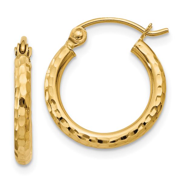 Leslie's 14k Diamond-cut 2mm Round Tube Hoop Earrings