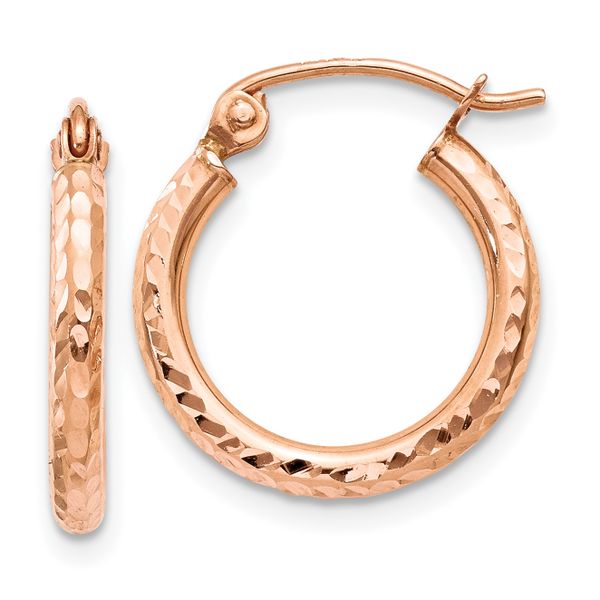 Leslie's 14k Rose Gold Lightweight Diamond-cut Hoop Earrings
