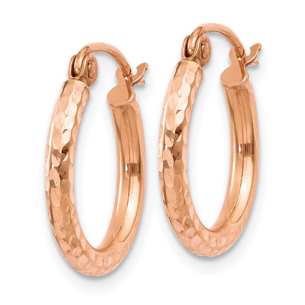 Leslie's 14k Rose Gold Lightweight Diamond-cut Hoop Earrings - Image 2