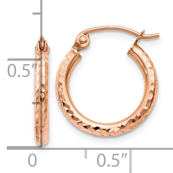 Leslie's 14k Rose Gold Lightweight Diamond-cut Hoop Earrings - Image 4