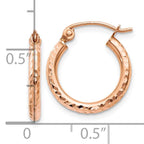 Leslie's 14k Rose Gold Lightweight Diamond-cut Hoop Earrings - Image 4