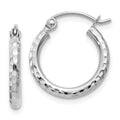 Leslie's 14k White Gold Diamond-cut 2mm Round Tube Hoop Earrings