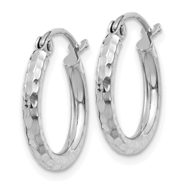 Leslie's 14k White Gold Diamond-cut 2mm Round Tube Hoop Earrings - Image 2