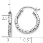 Leslie's 14k White Gold Diamond-cut 2mm Round Tube Hoop Earrings - Image 4