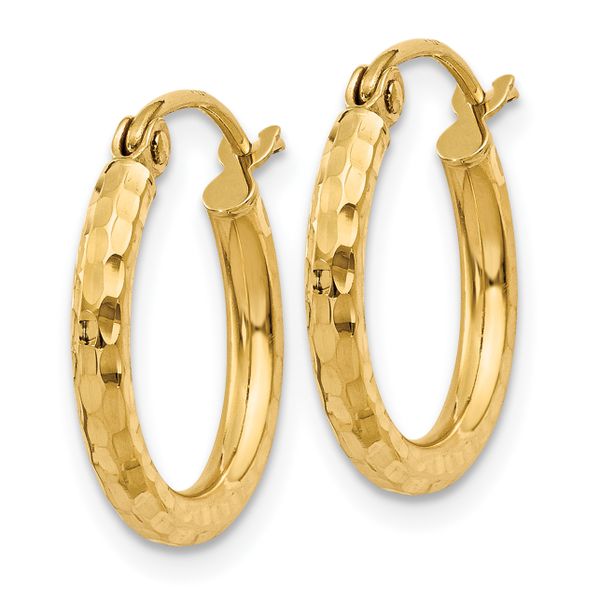 Leslie's 14k Diamond-cut 2mm Round Tube Hoop Earrings - Image 2