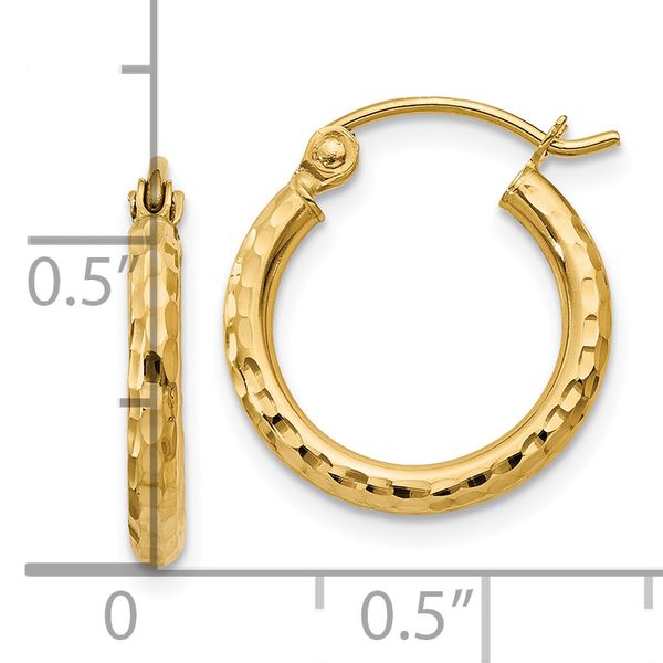 Leslie's 14k Diamond-cut 2mm Round Tube Hoop Earrings - Image 4