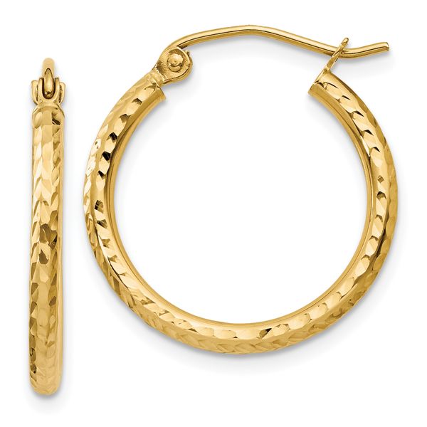 Leslie's 14k Diamond-cut 2mm Round Tube Hoop Earrings