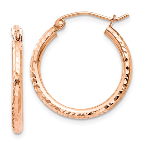 Leslie's 14k Rose Gold Diamond-cut Polished Hoop Earrings