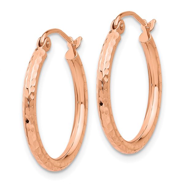Leslie's 14k Rose Gold Diamond-cut Polished Hoop Earrings - Image 2