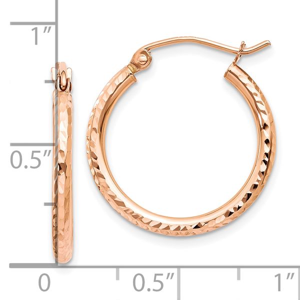 Leslie's 14k Rose Gold Diamond-cut Polished Hoop Earrings - Image 4