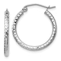 Leslie's 14k White Gold Diamond-cut 2mm Round Tube Hoop Earrings