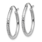 Leslie's 14k White Gold Diamond-cut 2mm Round Tube Hoop Earrings - Image 2