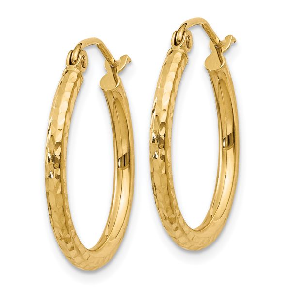 Leslie's 14k Diamond-cut 2mm Round Tube Hoop Earrings - Image 2