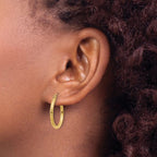Leslie's 14k Diamond-cut 2mm Round Tube Hoop Earrings - Image 3