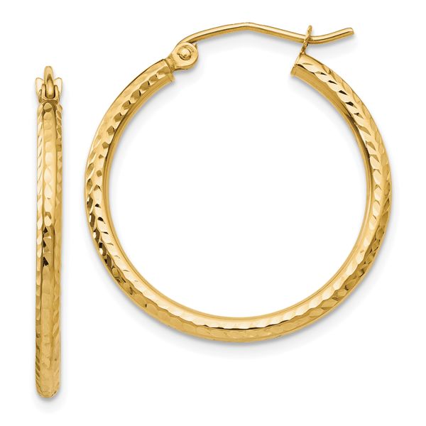 Leslie's 14k Diamond-cut 2mm Round Tube Hoop Earrings