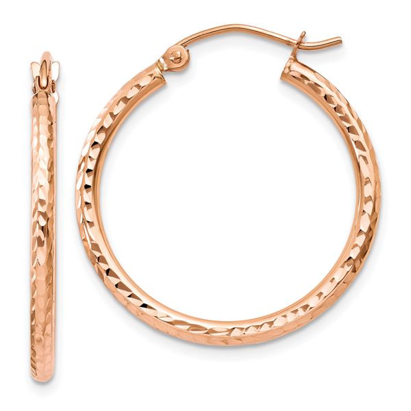 Leslie's 14k Rose Gold Diamond-cut Polished Hoop Earrings